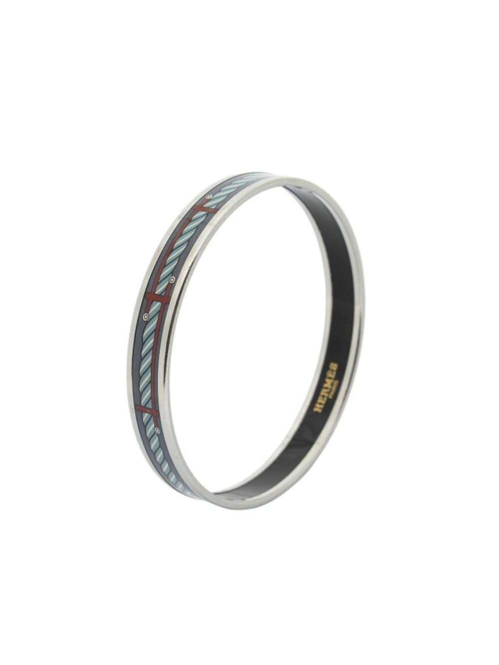 Hermes Enamel Bangle Gray Bracelet
